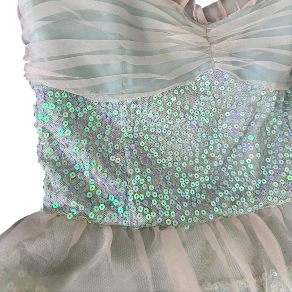 Vintage Betsey Johnson Strapless Sparkly Light Blue Mini Princess Dress- 10 - Picture 7 of 15